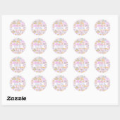 Sticker Rond Hibou Pastel Rose (Feuille)