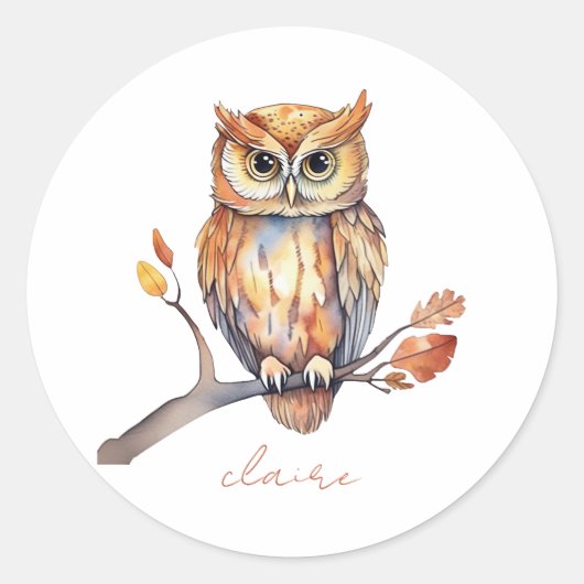 Sticker Rond Hibou personnalisé (Devant)