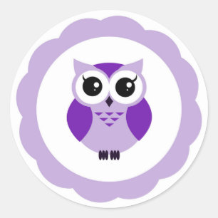 Sticker Rond Hibou pourpre de bande dessinée