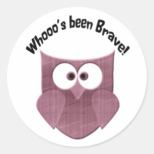 Sticker Rond Hibou rose courageux