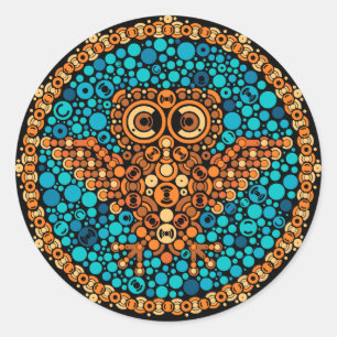 Sticker Rond Hibou sans fil, essai de perception des couleurs,