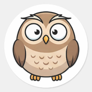 Sticker Rond Hibou souriant