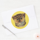 Sticker Rond hibou vintage illustration publicité moutarde (Enveloppe)
