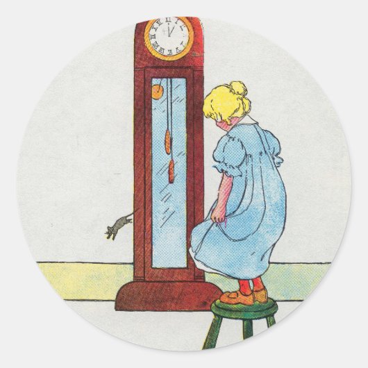 Sticker Rond Hickory, dickory, dock ! La souris a remonté l'hor (Devant)