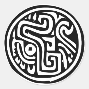 Sticker Rond Hiéroglyphe mexicain(Maya)