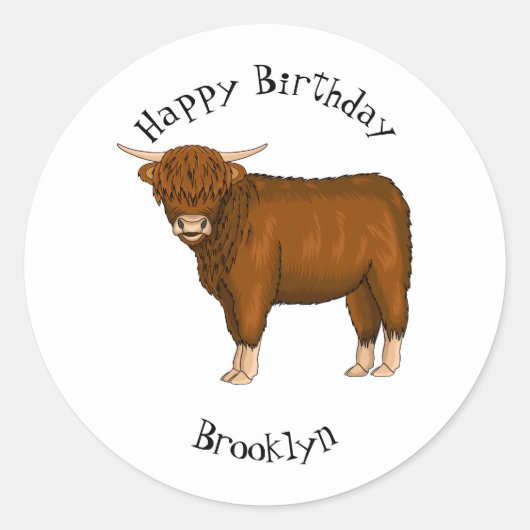 Sticker Rond Highland cow (Devant)