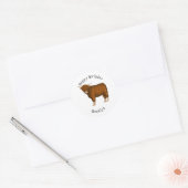 Sticker Rond Highland cow (Enveloppe)