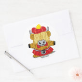 Sticker Rond Highland Cow Red Kilt (Enveloppe)