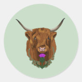 Sticker Rond Highland Scottish Vache Purple Celple Knot Work (Devant)