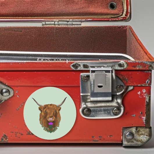 Sticker Rond Highland Scottish Vache Purple Celple Knot Work