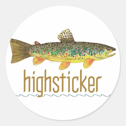 Sticker Rond Highsticker - Pêche à la mouche (Devant)