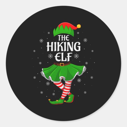 Sticker Rond Hiking Elf Christmas Family Girls Women Elf Squad (Devant)