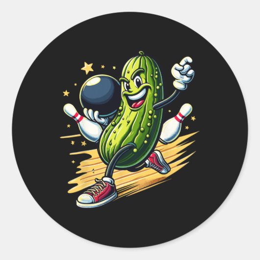 Sticker Rond Hilarious Bowling Pickle (Devant)