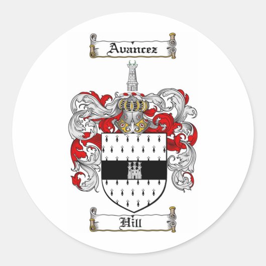 STICKER ROND HILL FAMILLE CREST - HILL COAT ARMS (Devant)