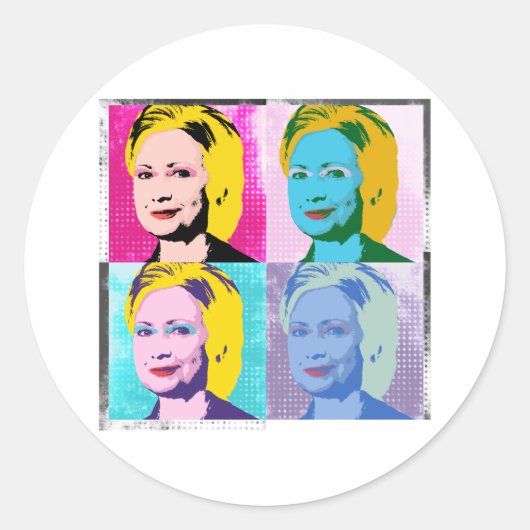 Sticker Rond hillary 2016 pop art - - (Devant)