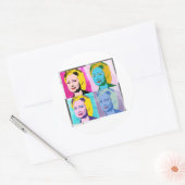 Sticker Rond hillary 2016 pop art - - (Enveloppe)
