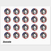 Sticker Rond hillary clinton 08. drapeau américain. (Feuille)