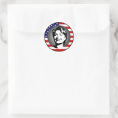 Sticker Rond hillary clinton 08. drapeau américain. (Sac)