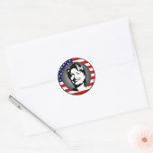 Sticker Rond hillary clinton 08. drapeau américain. (Enveloppe)