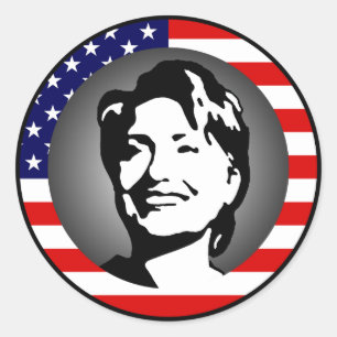 Sticker Rond hillary clinton 08. drapeau américain.