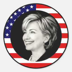 Sticker Rond hillary Clinton 08. nous drapeau. pittoresque