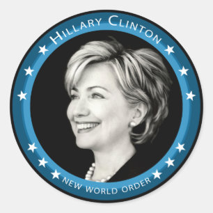 Sticker Rond hillary clinton 08. pittoresque.