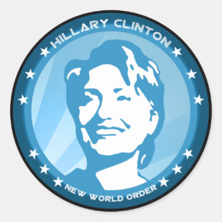 Sticker Rond hillary clinton 08. rayons bleus.