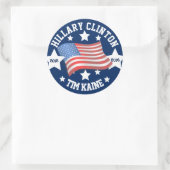 Sticker Rond Hillary Clinton et Tim Kaine 2016 (Sac)