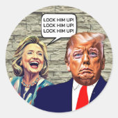 Sticker Rond Hillary Drôle Dit Verrouiller Trump (Devant)