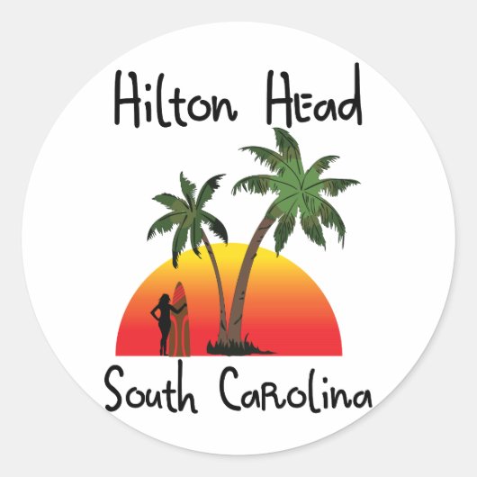 Sticker Rond Hilton Head Caroline du Sud (Devant)