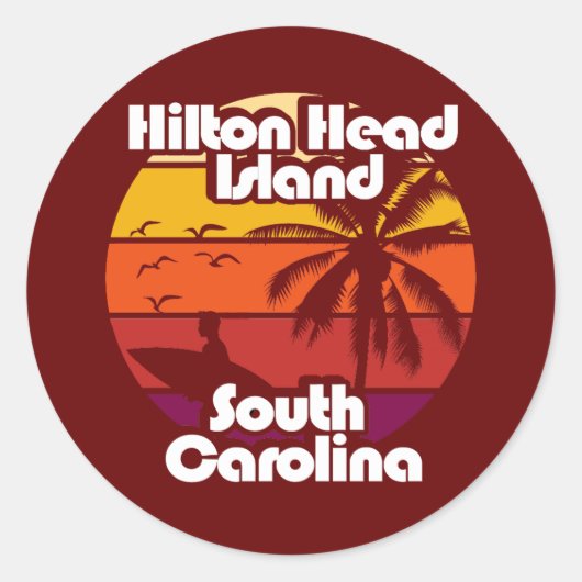 Sticker Rond Hilton Head Island Caroline du Sud (Devant)
