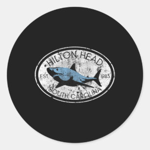 Sticker Rond Hilton Head Island Caroline du Sud Pêche Requin Fi