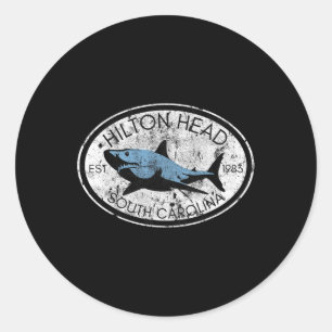 Sticker Rond Hilton Head Island South Carolina Fishing Requin W