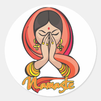 Sticker Rond Hindu Namaste