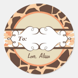 Sticker Rond Hip and Chic Poster de animal :Orange