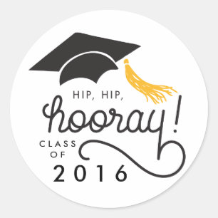 Sticker Rond Hip Hip Hip Hooray Classe de 2020 Graduation Stick