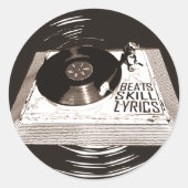 STICKER ROND HIP HOP BATTRE DES LYRIQUES DE COMPÉTENCES SUR LE  (Devant)