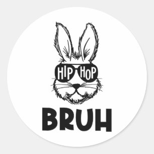 Sticker Rond Hip hop Bruh mème Lapin de Pâques visage Sungles H