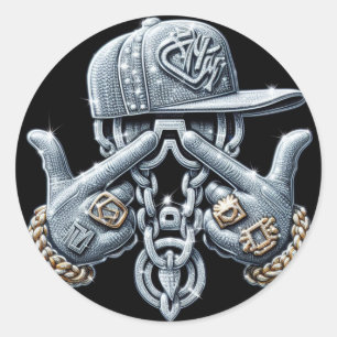 Sticker Rond Hip hop Gangster bling Rapper