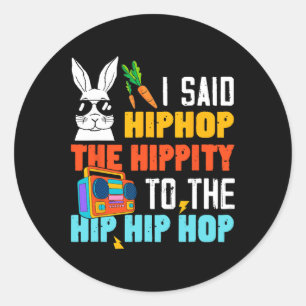 Sticker Rond Hip hop Hippity Funny Bunny Garçons Filles Enfants
