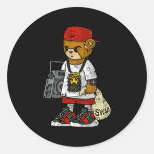 Sticker Rond Hip hop Teddy Oeuvre Pour Rap Music Et