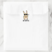 Sticker Rond Hip Hopper Funny Bunny Rabbit Pun (Sac)