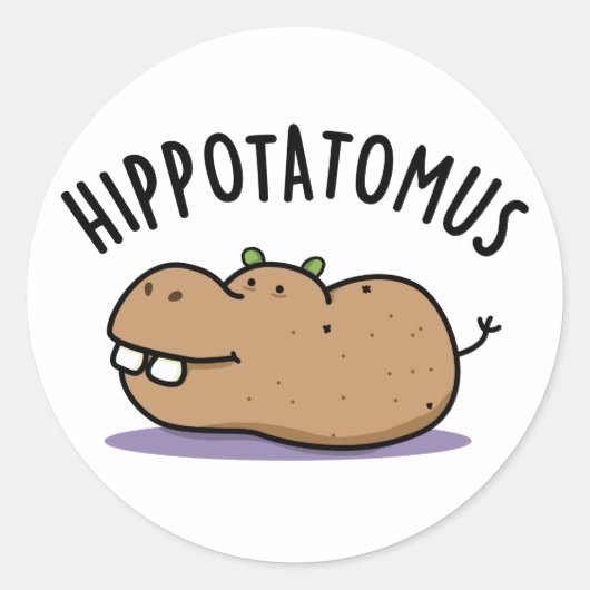 Sticker Rond Hip Potato-mus Funny Hippo Pun (Devant)