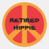 Sticker Rond Hippie à la retraite (Devant)