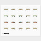 Sticker Rond Hippie Bus (Feuille)