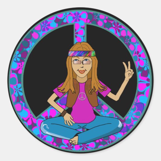 Sticker Rond Hippie chick (Devant)