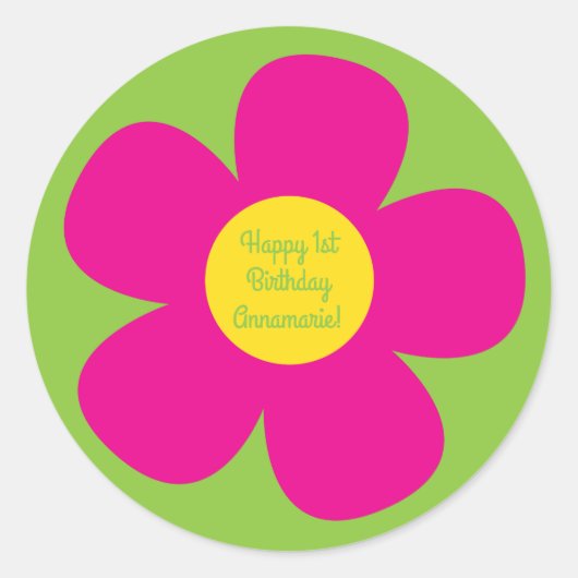 Sticker Rond Hippie Flower's Birthday Party (Devant)