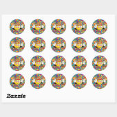 Sticker Rond Hippie Peace emjoi (Feuille)