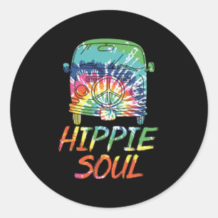 Sticker Rond Hippie Soul Microbus Van Hippie Lifestyle Hippie