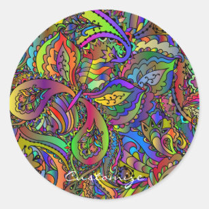Sticker Rond Hippie Super Psychedelic Design Thunder_Cove